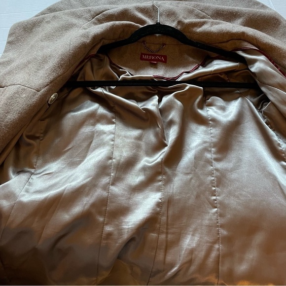 𝅺🎀 Merona Wool Blend Belted Waterfall  Pea-Coat, Beige, Size M - Picture 10 of 10